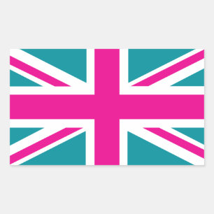 Schock Pink Union Jack British(UK) Flag Rechteckiger Aufkleber