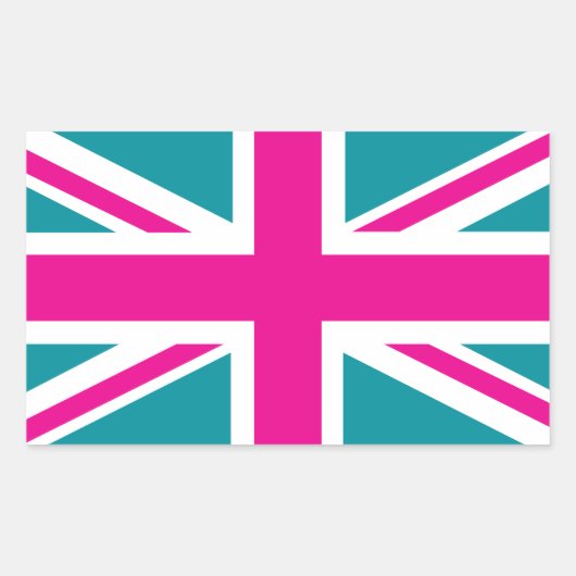 Schock Pink Union Jack British(UK) Flag Rechteckiger Aufkleber (Vorderseite)