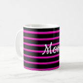 Schockende rosa und schwarze Streifen Kaffeetasse (Vorderseite Links)