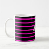 Schockende rosa und schwarze Streifen Kaffeetasse (Links)