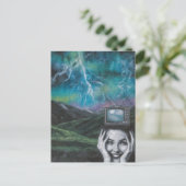 Schockierende Fernsehfrau surreal Postkarte (Stehend Vorderseite)