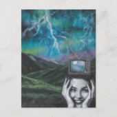Schockierende Fernsehfrau surreal Postkarte (Vorderseite)