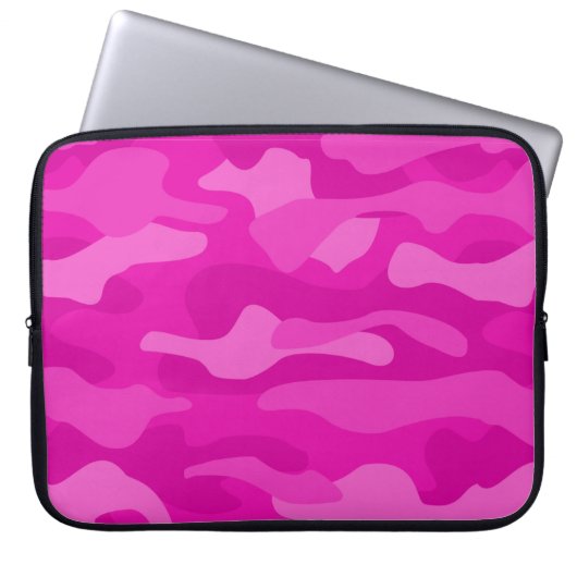 schockierende rosa Monokolour-Camouflage Laptopschutzhülle (Vorderseite)