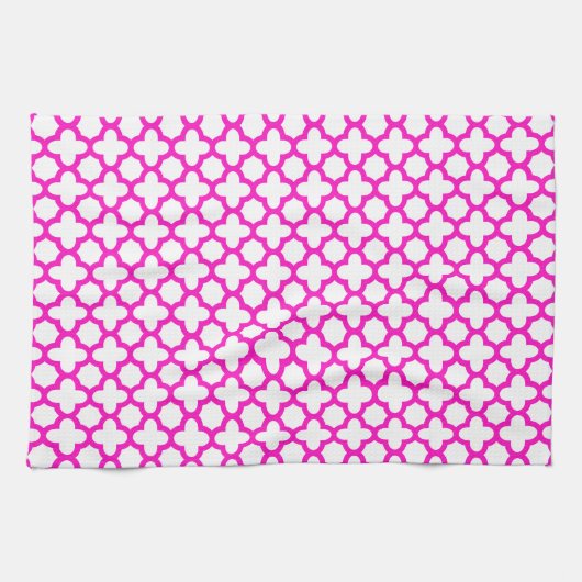 schockierendes rosa Quatrefolienmuster Handtuch (Horizontal)