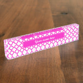 schockierendes rosa Quatrefolienmuster Namensplakette (Seite)