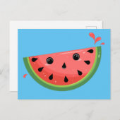Schockierte Kawaii Watermelon Postkarte (Vorne/Hinten)