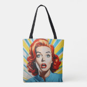 Schockierte weibliche Pop Kunst Tasche (Rückseite)