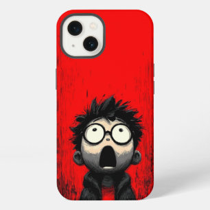 Schockierter Ausdruck: Künstlerische rote Grunge-H iPhone 13 Hülle