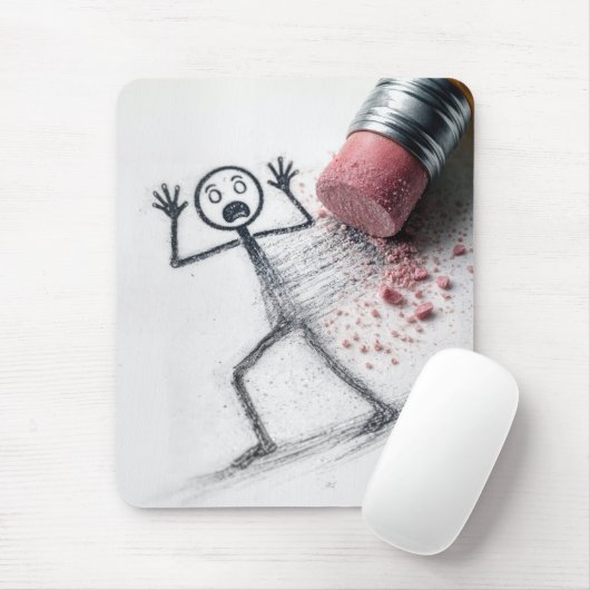 Schockierter Stockmännchen-Mann mit Radiergummi Mousepad (Mit Mouse)