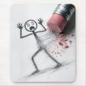 Schockierter Stockmännchen-Mann mit Radiergummi Mousepad (Vorne)