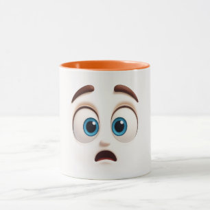 Schockiertes Gesicht mit weit aufgerissenen Augen Tasse