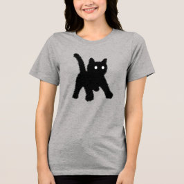 Schockiertes, schwarzes Katzenmem Tri-Blend Shirt