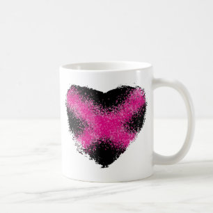 Schockrosa auf schwarzem Glitzer-Punktkreuz Kaffeetasse