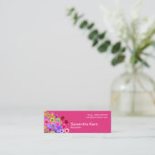 Schockrosa Niedliche Ladybug Farbige Blume Mini Visitenkarte (Stehend Vorderseite)