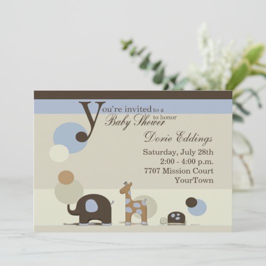 Schocktier-Baby-Dusche Einladung (Stehend Vorderseite)