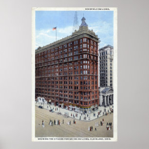 Schofield Gebäude, Cleveland Ohio 1920er Vintag Poster