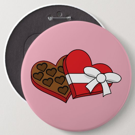 Schokolade am Valentinstag Button (Vorne & Hinten)