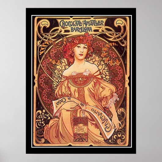 Schokolade Amatller Vintage Poster alphons mucha (Vorne)