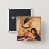 Schokolade Angel Französische Antike Button (Vorne & Hinten)