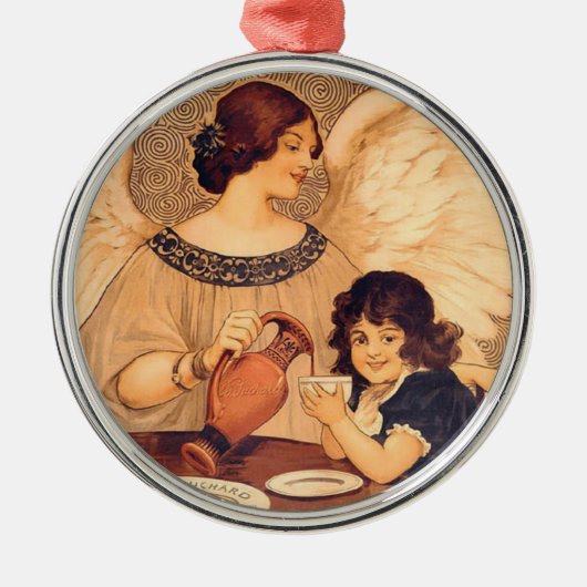 Schokolade Angel Französische Antike Ornament Aus Metall (Vorne)