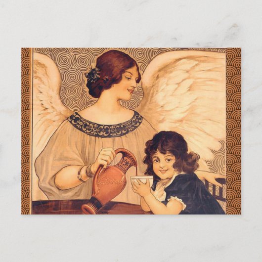 Schokolade Angel Französische Antike Postkarte (Vorderseite)