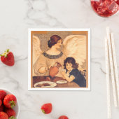 Schokolade Angel Französische Antike Serviette (Beispiel)