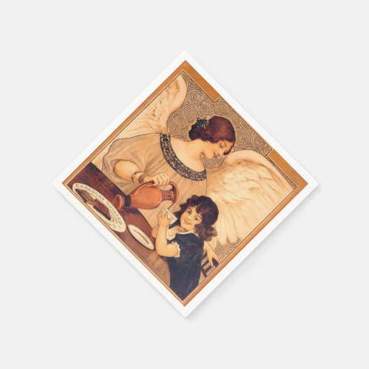 Schokolade Angel Französische Antike Serviette (Ecke)