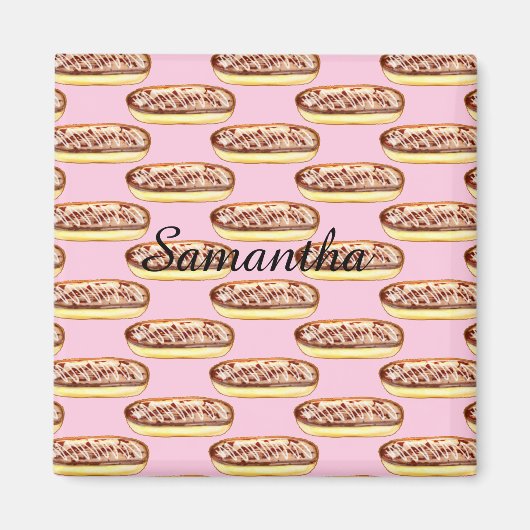 Schokolade Aquarellfarben Eclairs Donuts Magnet (Vorne)