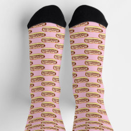 Schokolade Aquarellfarben Eclairs Donuts Socken