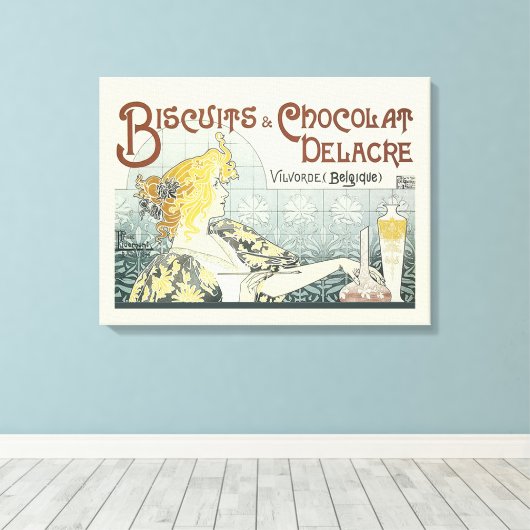 Schokolade Art Nouveau Frau Leinwanddruck (Insitu (Holzboden))