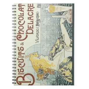 Schokolade Art Nouveau Frau Notizblock