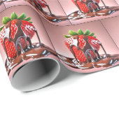 Schokolade auf Erdbeeren trinken Geschenkpapier (Rolleneckpunkt)