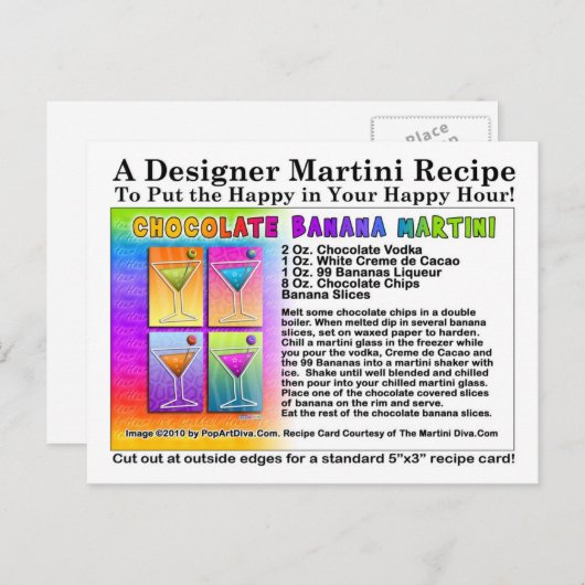 Schokolade Banana Martini Rezept Postkarte (Vorne/Hinten)