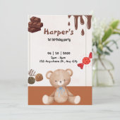 Schokolade, Bär und Süßigkeiten Einladung (Stehend Vorderseite)