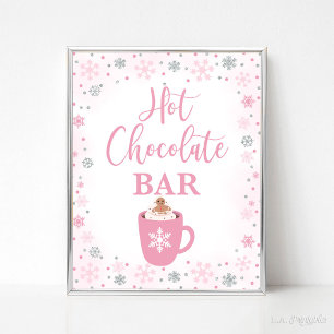 Schokolade Bar Winter Pink Schneeflocken Schild