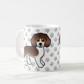 Schokolade Beagle Cartoon Dog & Paws Kaffeetasse (Vorderseite Links)