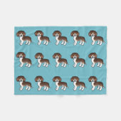 Schokolade Beagle Hunde Muster auf blau Fleecedecke (Vorderseite (Horizontal))