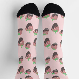 Schokolade bedeckte Erdbeeren Rosa Früchte Socken