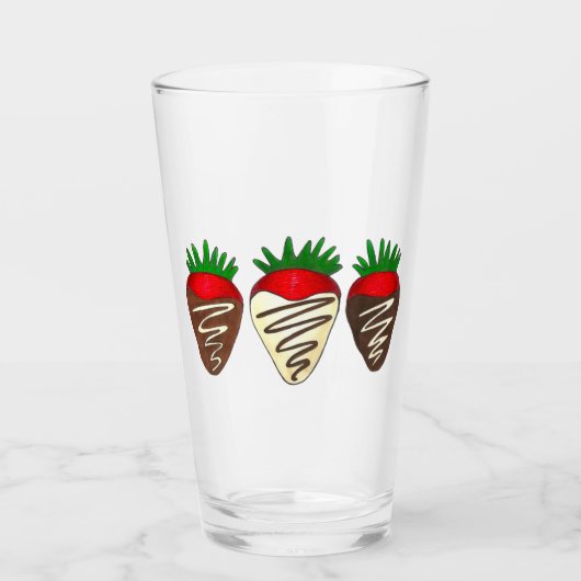 Schokolade bedeckte Erdbeeren Valentinstag Glas (Vorderseite)