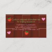 Schokolade bedeckte Erdbeerfrüchte Konfektionen Visitenkarte (Rückseite)