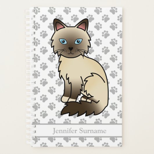 Schokolade Birman/Ragdoll Cat and Paws & Text Planer (Vorderseite)