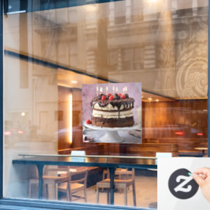 Schokolade Birthday Cake mit Erdbeeren, Fensteraufkleber