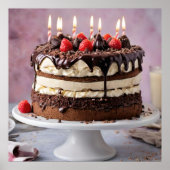 Schokolade Birthday Cake mit Erdbeeren, Poster (Vorne)