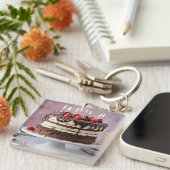 Schokolade Birthday Cake mit Erdbeeren, Schlüsselanhänger (Vorderseite rechts)