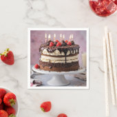 Schokolade Birthday Cake mit Erdbeeren, Serviette (Beispiel)