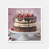 Schokolade Birthday Cake mit Erdbeeren, Serviette (Vorderseite)