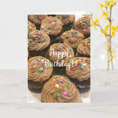 Schokolade Birthday Cupcakes Karte (Gelbe Blume)