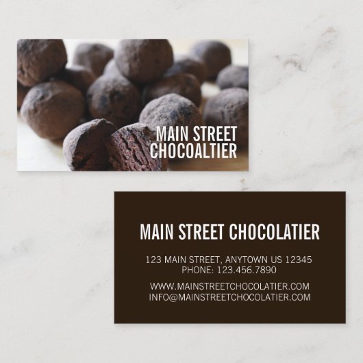 Schokolade Bon Truffles Candy Chocolatier Shop Visitenkarte (Vorne/Hinten)
