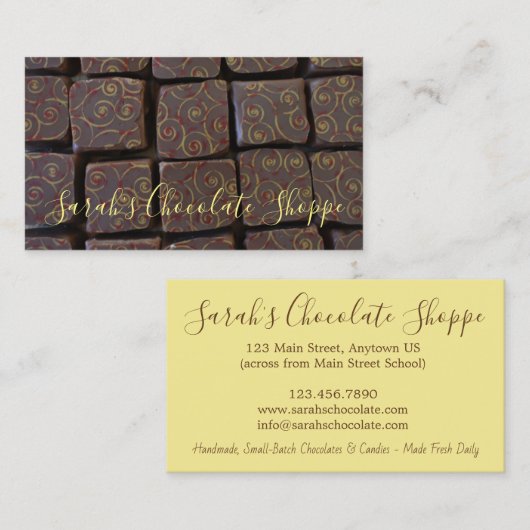 Schokolade Bonbon Chocolatier Candy Shop Süßes Ess Visitenkarte (Vorne/Hinten)