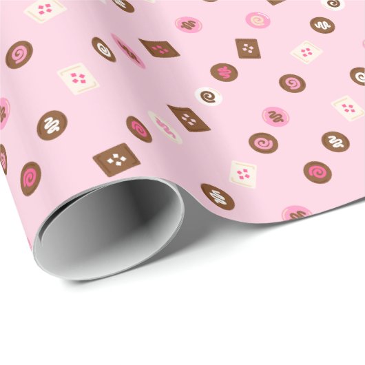 Schokolade-Bonbons - Umhüllungspapier - rosa Geschenkpapier (Rolleneckpunkt)